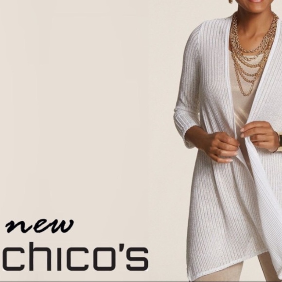Chico’s Traveler White Knit Tilly Cardigan Jacket - Picture 1 of 7